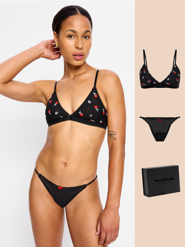 V Day Bralette & Tanga Brief Set